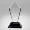 CLEAR GLASS TALL ARROW PLAQUE ON BLACK BASE  (12mm THICK) - 16in