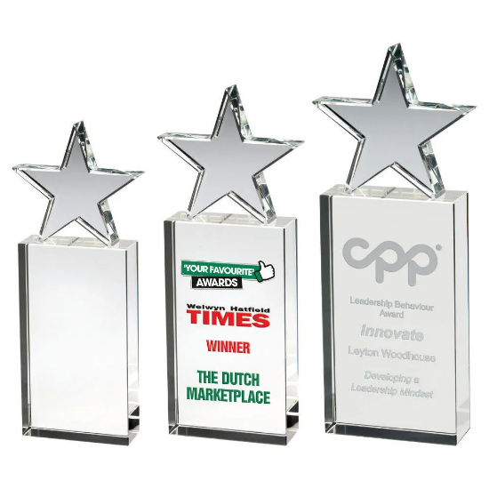 CLEAR GLASS BLOCK WITH GLASS STAR