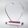 CLEAR GLASS HEART WITH RED STEPPED BASE (10mm THICK) - 9in
