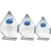 CLEAR GLASS DIAMOND PLAQUE WITH  GLOBE