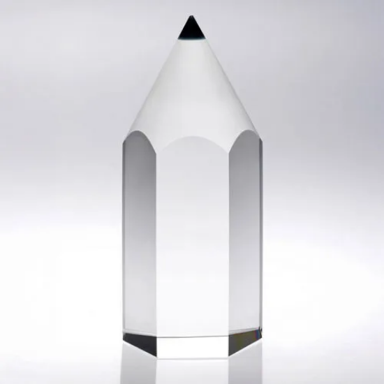 CLEAR GLASS CHUNKY PENCIL AWARD - 8in