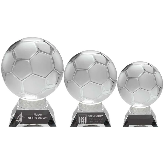 CLEAR/FROSTED GLASS FOOTBALL ON BASE