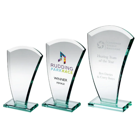 JADE GLASS CURVED V PLAQUE (10mm THICK)