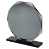 SMOKED BLACK GLASS OCTAGON PLAQUE (10mm THICK) - 6.75in