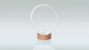 CLEAR GLASS CIRCLE ON LIGHT WOOD BASE (10mm THICK) - 7.25in