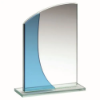 JADE/BLUE GLASS RECTANGLE PLAQUE WITH CURVED TOP (4mm THICK) - 7in