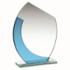 JADE/BLUE GLASS OVAL PLAQUE WITH ANGLED TOP - (4mm THICK) 6in