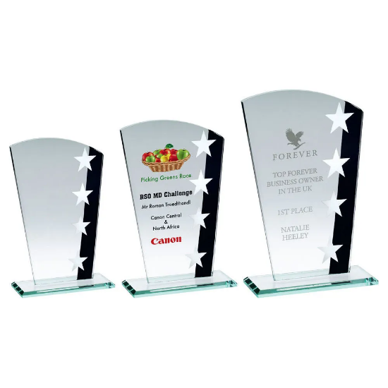 JADE GLASS SHIELD WITH SILVER/BLACK STAR DESIGN (4mm THICK)