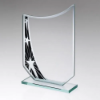 JADE GLASS CURVED PLAQUE WITH BLACK/SILVER STAR DESIGN (4mm THICK) - 6.5in