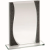JADE GLASS RECTANGLE PLAQUE WITH SILVER HIGHLIGHTS - (4mm THICK) 8in