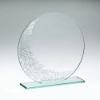 JADE GLASS ROUND PLAQUE WITH SILV DETAIL (4mm THICK) - 5.5in