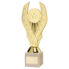 GOLD PLASTIC HOLDER ON CREAM MARBLE TROPHY (1in & 2in/RD) - 8.25in