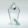 JADE GLASS POINTED PLAQUE WITH HALF POOL BALL AND PLATE - 5.75in