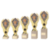 GOLD PLASTIC HOLDER + STARS DISC ON CREAM MARBLE TROPHY (1in CEN)