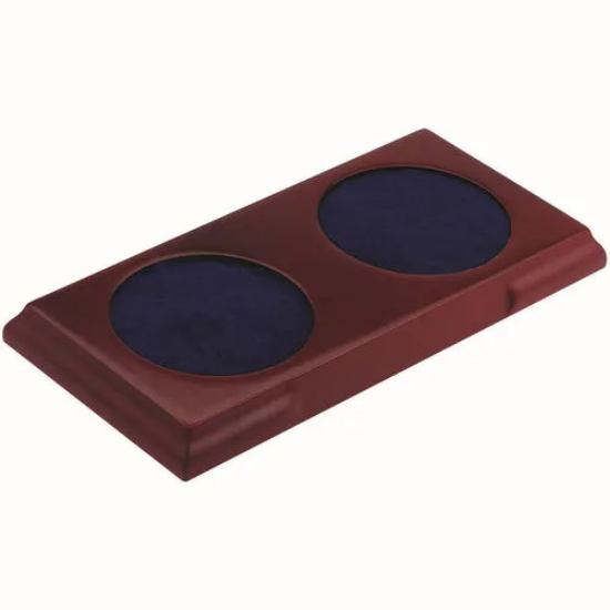 RECTANGLE WOODEN BASE - (2 x 76mm RECESS) 8.75 x 4.25in