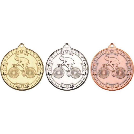 CYCLING TRI STAR MEDAL SILVER