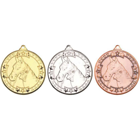 HORSE TRI STAR MEDAL SILVER