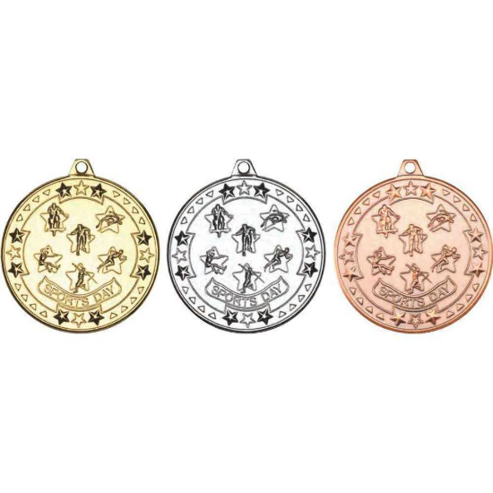 SPORTS DAY TRI STAR MEDAL SILVER