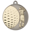 GOLF TWO COLOUR MEDAL MATT SILVER/GOLD - 2in