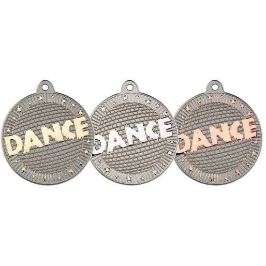 DANCE TWO COLOUR MEDAL MATT SILVER/SILVER