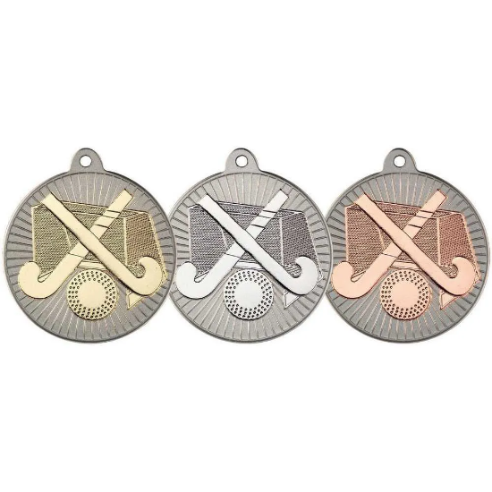 HOCKEY TWO COLOUR MEDAL MATT SILVER/SILVER