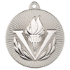 VICTORY TORCH TWO COLOUR MEDAL MATT SILVER/SILVER - 2in