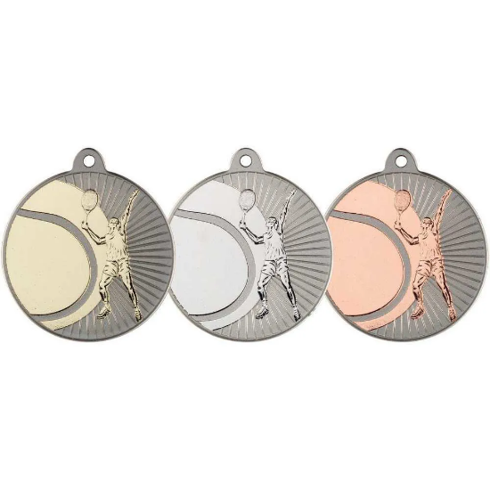TENNIS TWO COLOUR MEDAL MATT SILVER/SILVER