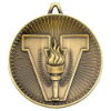 VICTORY TORCH DELUXE MEDAL ANTIQUE GOLD -     2.35in