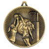NETBALL DELUXE MEDAL ANTIQUE GOLD - 2.35in