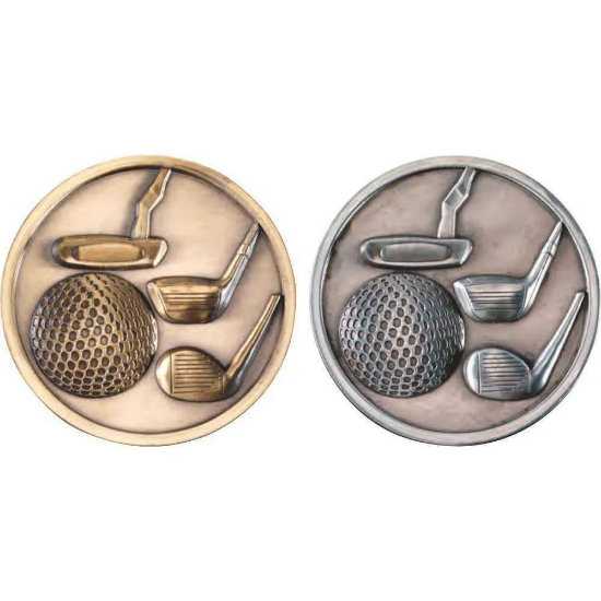 GOLF CLUBS MEDALLION ANTIQUE SILVER
