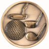 GOLF CLUBS MEDALLION ANTIQUE GOLD - 2.75in