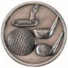 GOLF CLUBS MEDALLION ANTIQUE SILVER - 2.75in