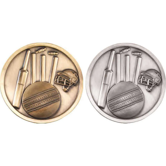 CRICKET MEDALLION ANTIQUE SILVER