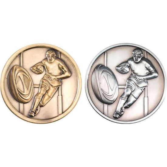 RUGBY MEDALLION ANTIQUE SILVER