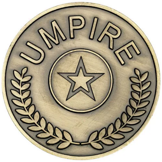 UMPIRE MEDALLION (1in CEN) ANTIQUE GOLD - 2.75in