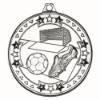 FOOTBALL TRI STAR MEDAL SILVER - 2in