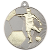 FOOTBALL TWO COLOUR MEDAL MATT SILVER/GOLD - 2in