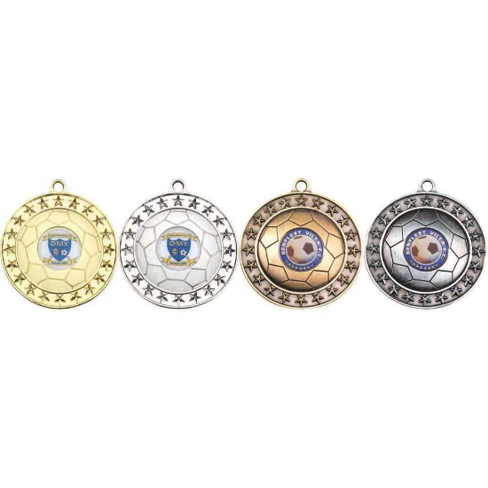 FOOTBALL MEDAL LARGE (1in CENTRE) SILV