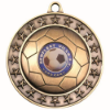 FOOTBALL MEDAL LARGE (1in CENTRE) ANTIQUE GOLD - 2.75in