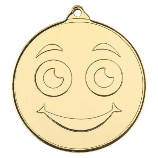 SMILEY FACE GOLD MEDAL - 2in