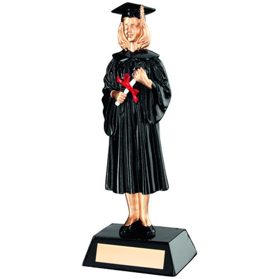 Blk/gold Resin Female Graduate Trophy - 9.25in (235mm)