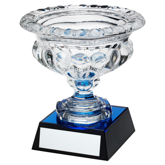 Clear Glass Bowl On Blue/black Base Trophy - (approx 7" Dia) 8.25in (210mm)