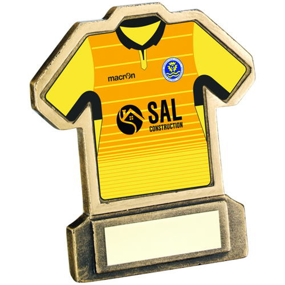 Brz/gold Resin Football Shirt Trophy - (shirt C) 4.5in (114mm)