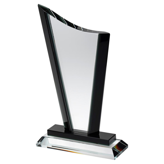 Clear Glass Curved Top Plaque With Black Sides And Step (15mm Thick) - 9.25in (235mm)