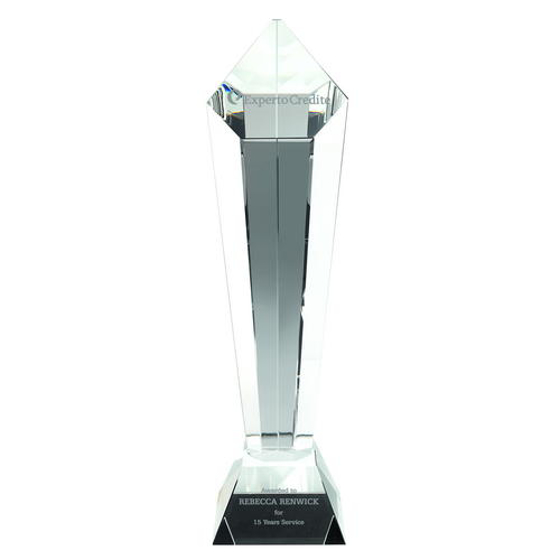 Clear Glass Pentagon Column On Base - 13.75in (349mm)