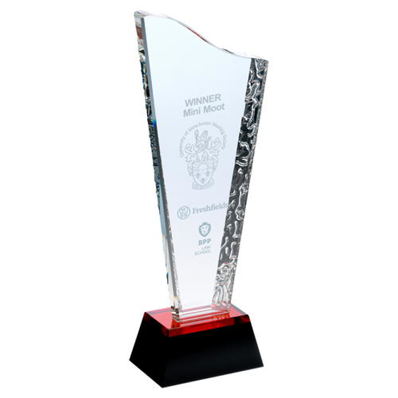 Clear Glass Plaque On Black/red Base - 10.5in (267mm)