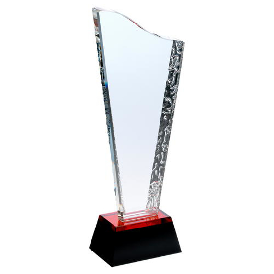 Clear Glass Plaque On Black/red Base - 11.5in (292mm)