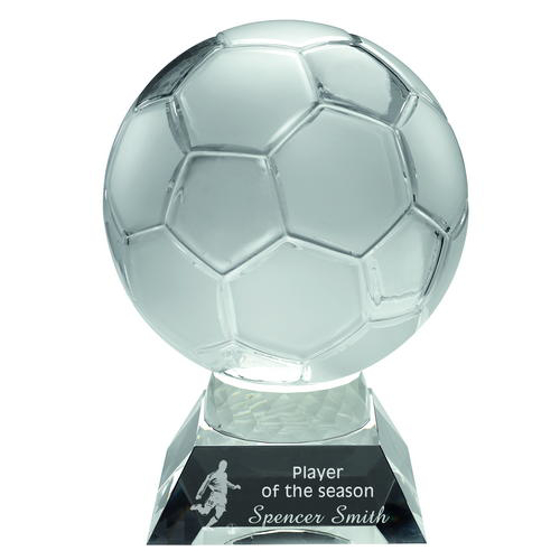 Clear/frosted Glass Football On Base - 8.5in (216mm)