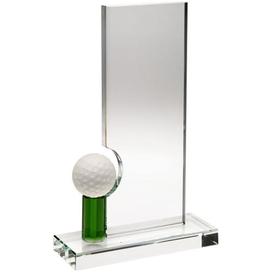 Clear/green Glass Rectangle With Golf Ball     (10mm Thick) - 9.5in (241mm)