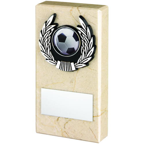 Cream Marble And Silver Trim Trophy - (1in Centre) 3in (76mm)